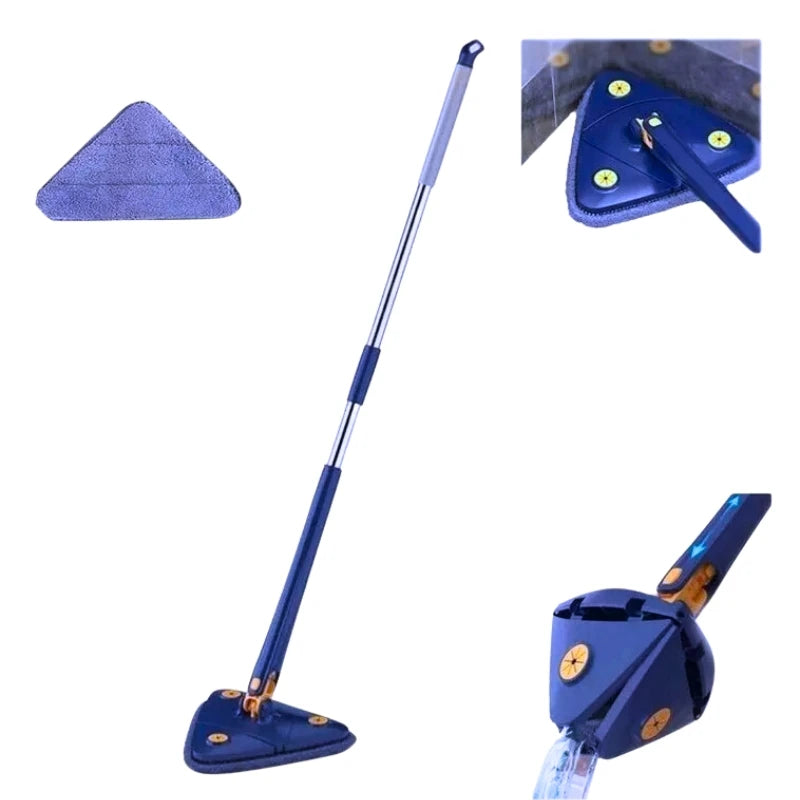 Mop Rodo De Limpeza Triangular Giratório Ajustável Retrátil.