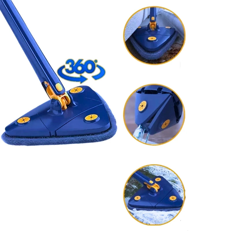 Mop Rodo De Limpeza Triangular Giratório Ajustável Retrátil.