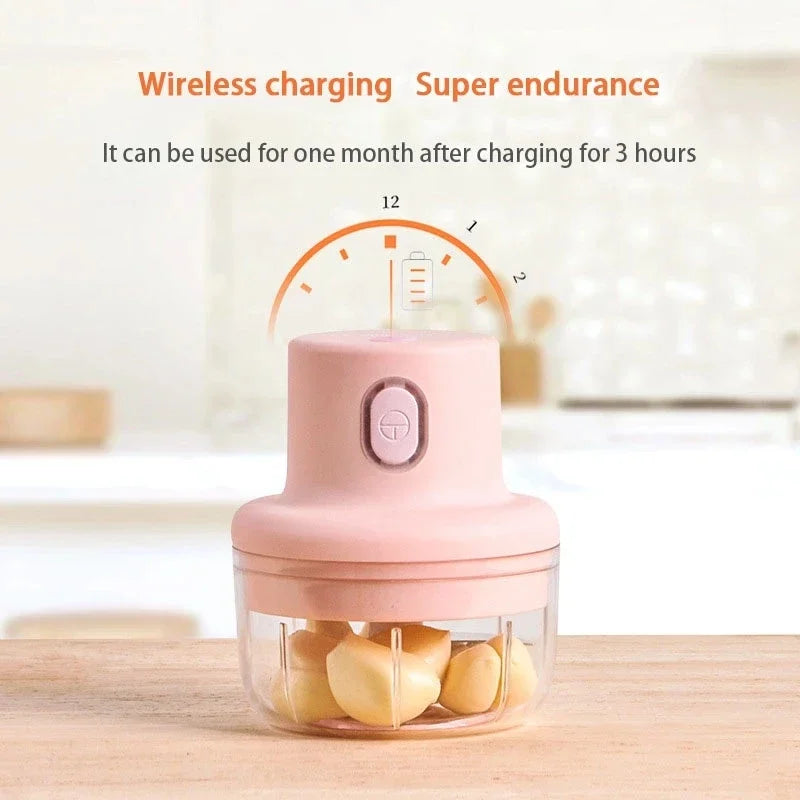 Mini triturador de alho elétrico usb sem fio, resistente e durável.
