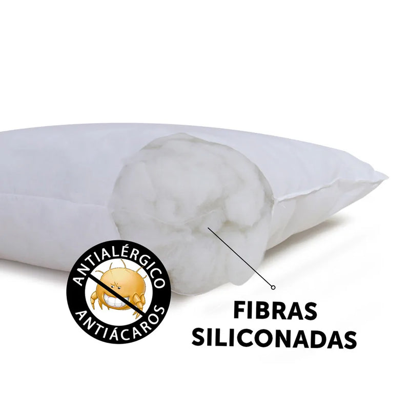 Travesseiro de Fibra Siliconada e Antialérgico, Macio com 45x65cm.
