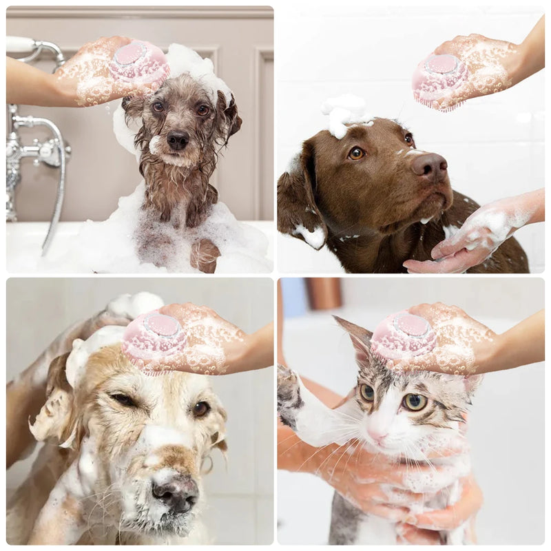 Escova de silicone para pets.